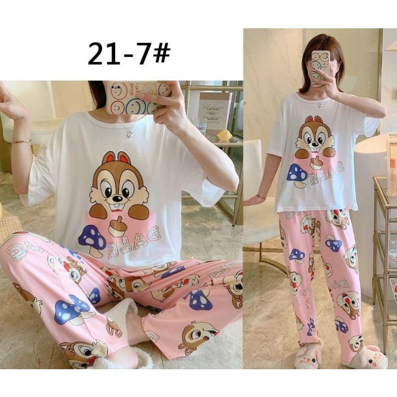 Đồ bộ nữ mặc nhà quần dài tay cộc họa tiết đáng yêu