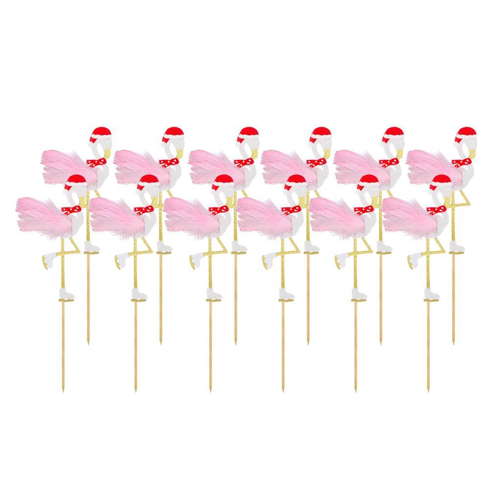 12pcs Cake Topper Picks Flamingo Cupcake Decor Birthday Party