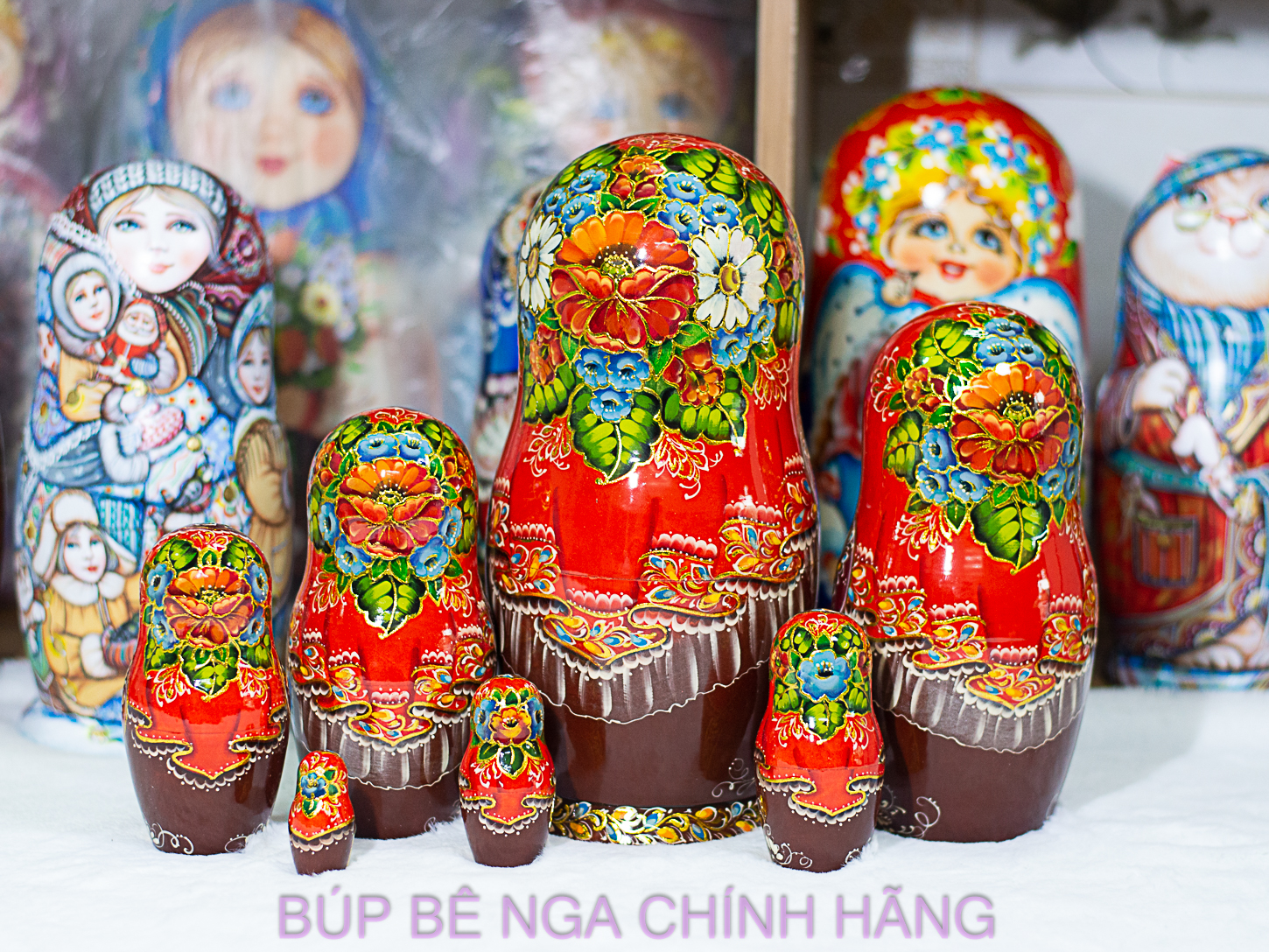 BỘ BÚP BÊ NGA CAO CẤP 7 LỚP 22CM HOA VĂN "NHỮNG ĐỨA BÉ THÔN QUÊ NGA" RẤT ĐẸP VÀ SANG TRỌNG, ĐỘC ĐÁO