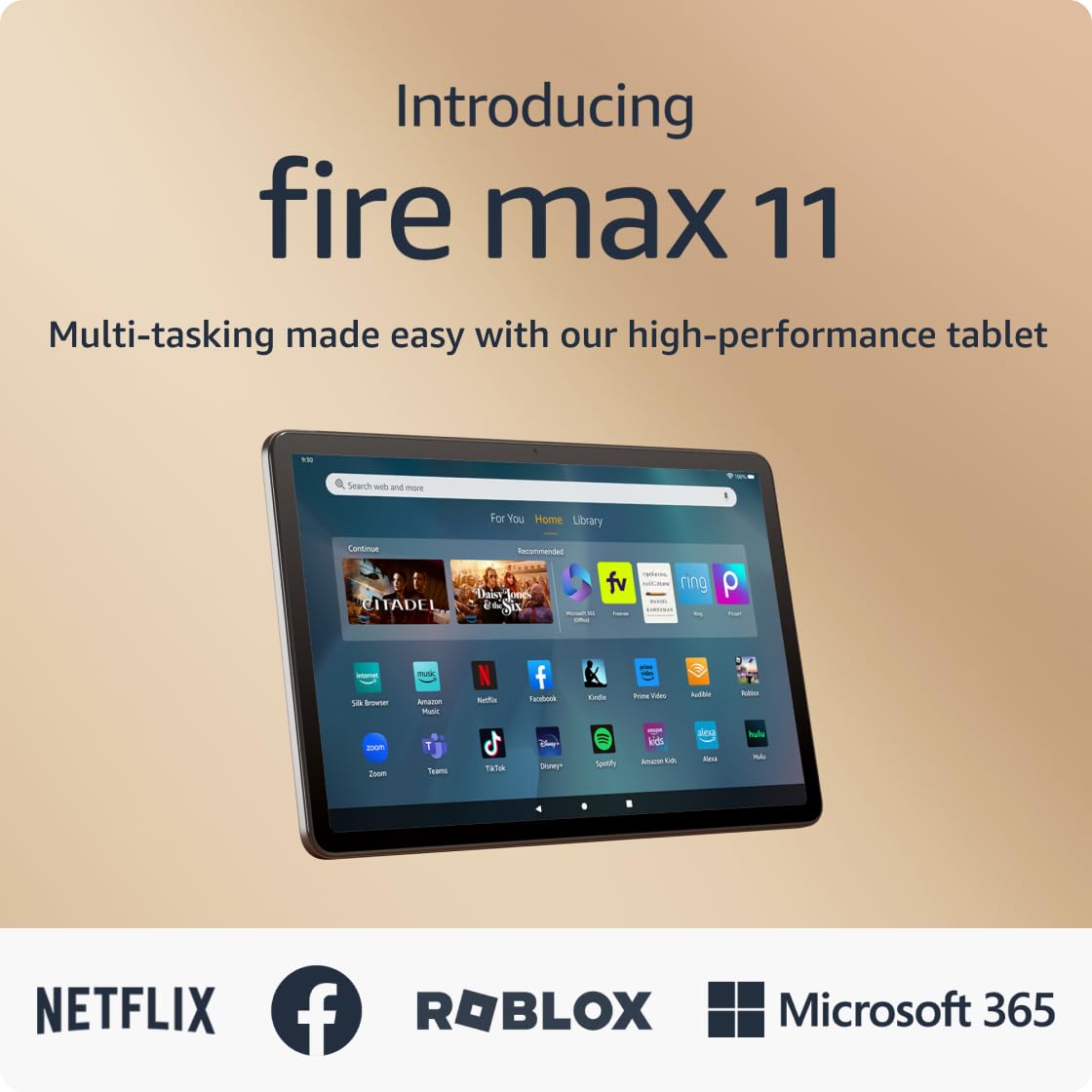 Máy tính bảng Kindle Fire MAX 11, màn hình 11 inch, RAM 4GB, CPU Octa-core 2.2Ghz, bộ nhớ 64/128GB - Hàng chính hãng