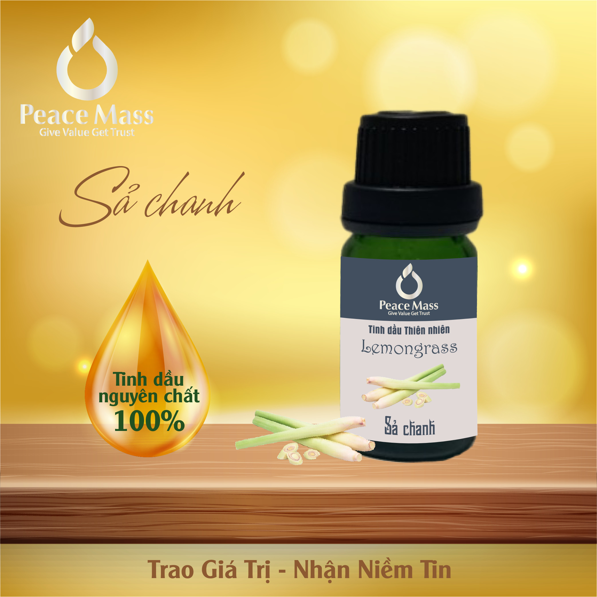 Tinh dầu Chanh Sả Peace Mass dùng cho máy xông 10ml