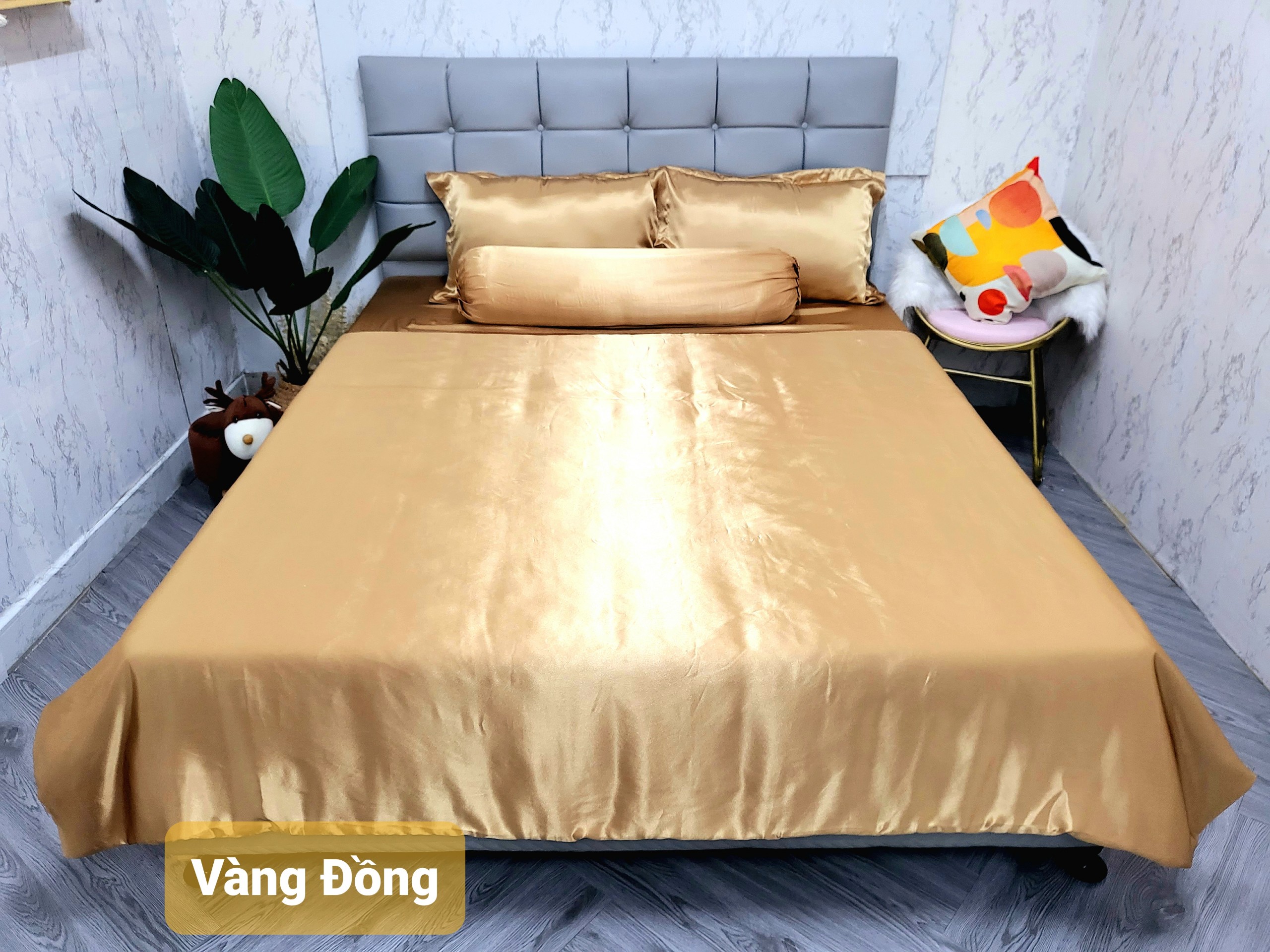 GIẢM % Ga bộ phi lụa Thái Tuấn cao cấp loại 1, bộ 4 món ga nệm và áo gối phi lụa hàng may - NEMTOTBEDDING
