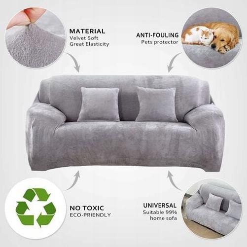 1 Bọc ghế sofa 2 chỗ ngồi Bọc nhung màu trơn Dễ lắp Vải co giãn đàn hồi Có thể giặt bằng máy