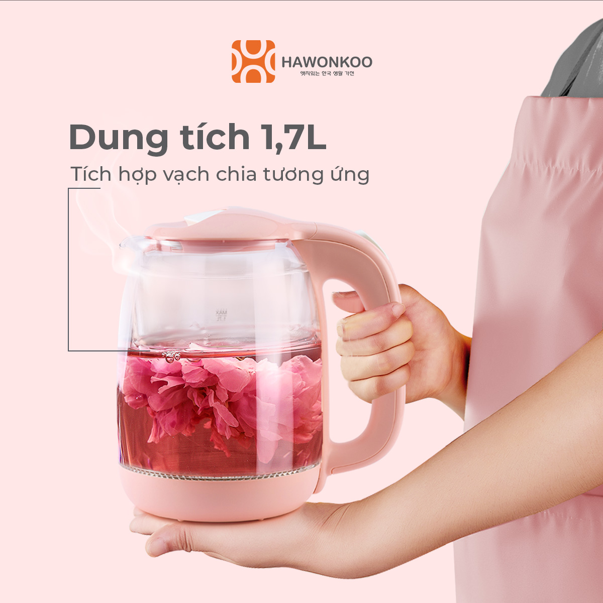 Ấm siêu tốc HAWONKOO KEH-170 1,7 Lít 2200W Hàng Chính Hãng Bảo Hành 12 Tháng - Thương Hiệu Hàn Quốc