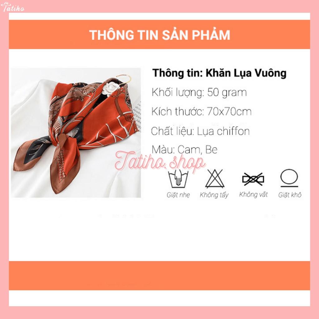 Khăn Lụa Vuông, Khăn Turban Cao Cấp Họa Tiết Xe Ngựa - Chất Liệu Chiffon - 70x70cm - Mã KL019