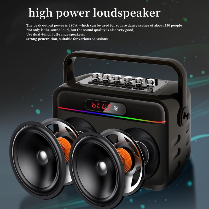 Loa bluetooth công suất cao 200W di động loa siêu trầm không dây chống thấm nước âm thanh nổi karaoke trực tiếp loa nhảy vuông có micrô Màu sắc: có micrô