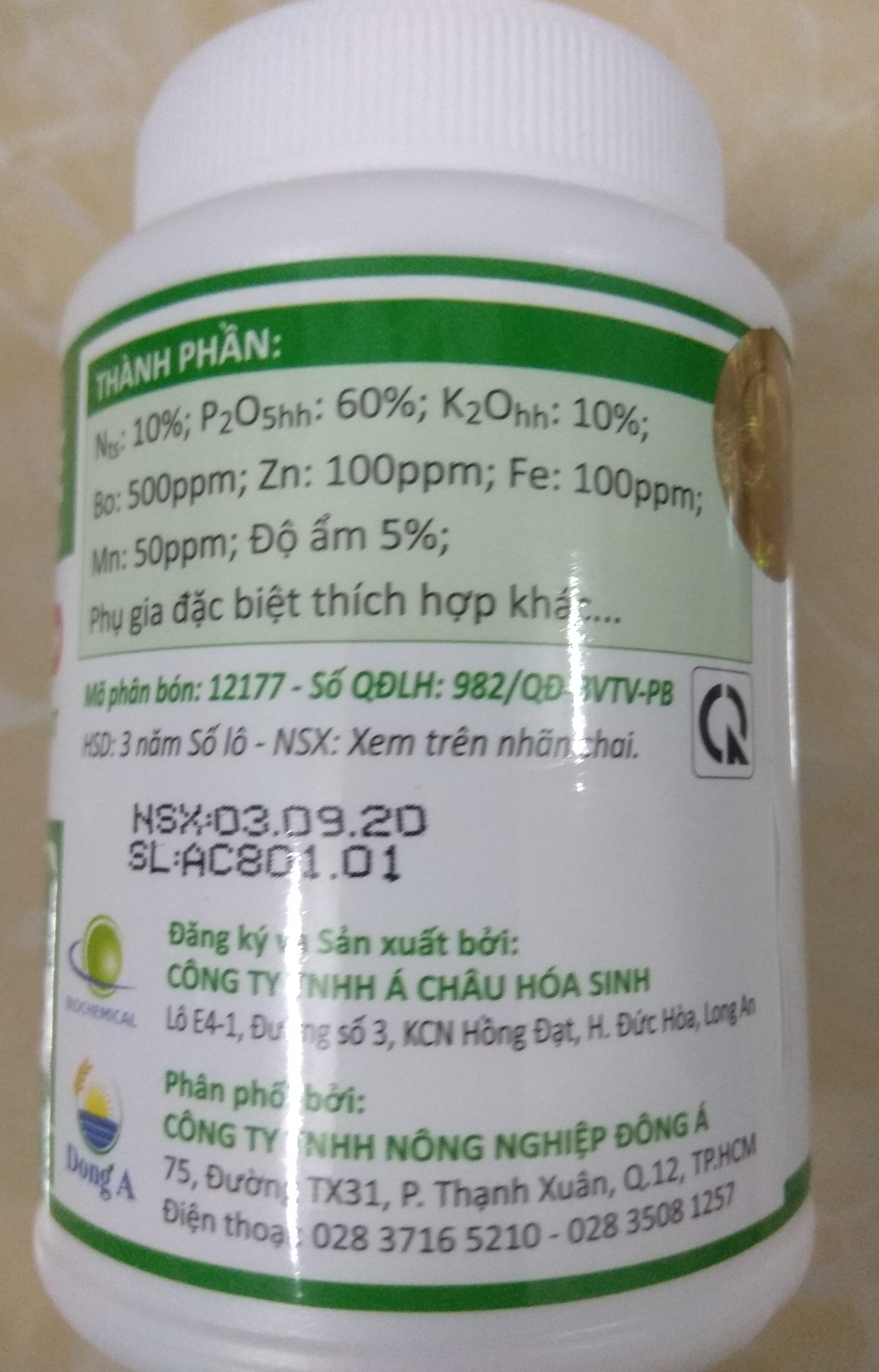 Phân bón NPK bổ sung vi lượng AC 10-60-10 +TE tạo mầm hoa cực mạnh - chai 100 gram