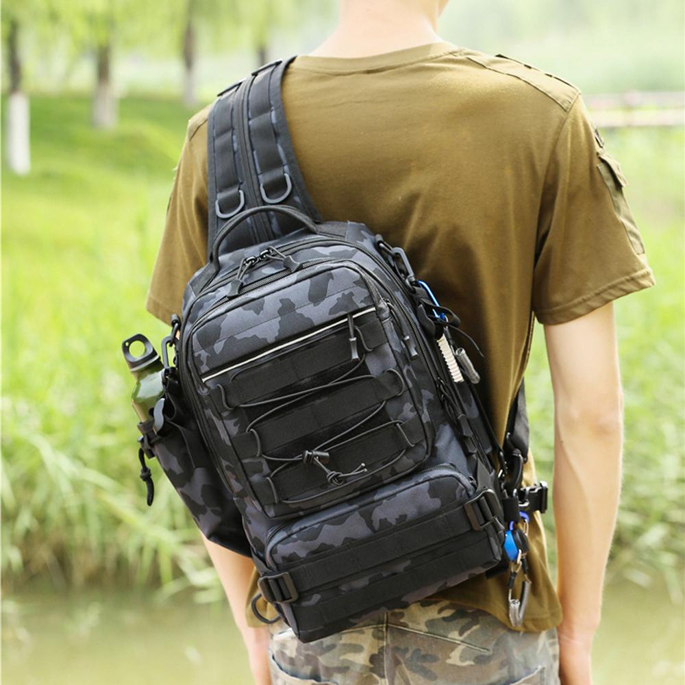 Fishing Tackle Backpack Storage Bag Outdoor Shoulder Backpack Water-Resistant Fishing Gear Bag Cross Body Sling Bag