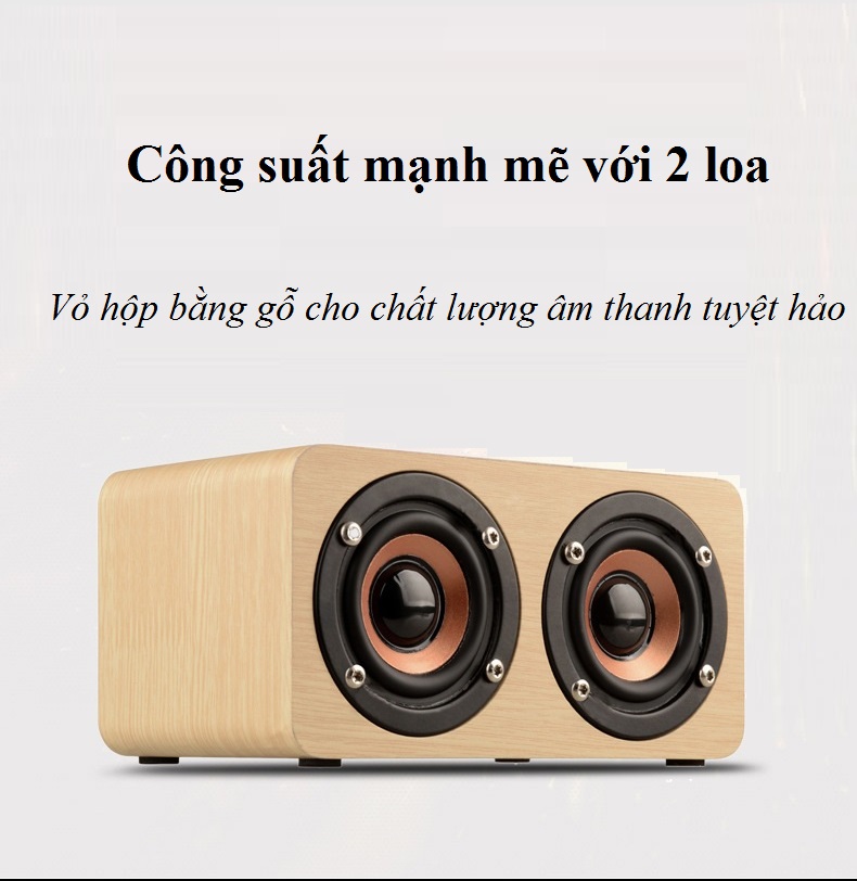 Loa Gỗ Bluetooth Hỗ Trợ Đọc Thẻ Nhớ, Âm Thanh Nổi HIFI Siêu Trầm W-5