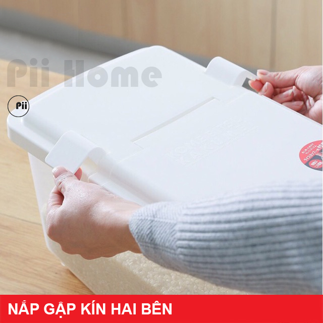 Thùng gạo 10kg nắp bật có bánh xe - Nội Địa Nhật Bản