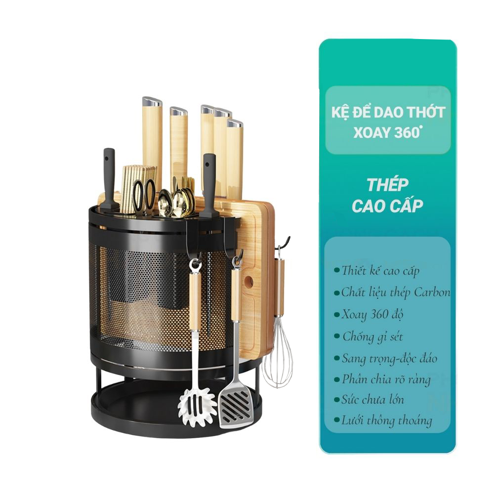 Kệ Để Dao Thớt Xoay 360 Độ Thép Cao Cấp