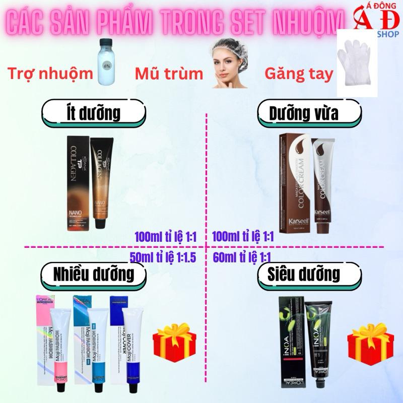 Thuốc Nhuộm Tóc Màu NÂU ĐEN Không Tẩy Khả Năng Phủ Bạc Tốt - Dưỡng ít - 65k, Dưỡng ít - 65k