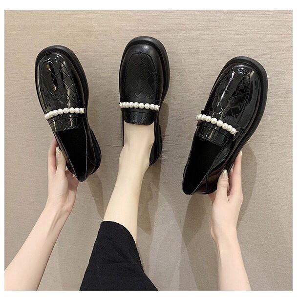 Giày LOLITA nữ da bóng, da lì ulzzang phong cách Hàn Quốc - GIÀY TÂY ĐÍNH NGỌC SANG CHẢNH