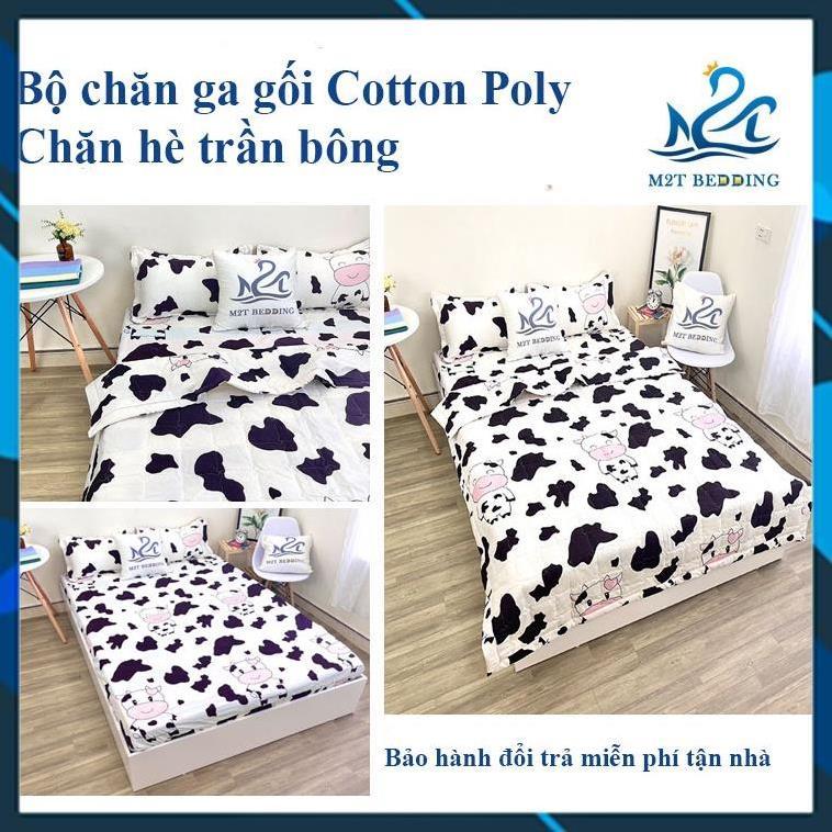 Bộ chăn ga gối hè cotton poly Bedding, chăn hè trần bông họa tiết mền đáng yêu