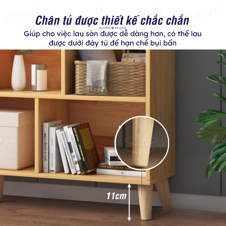 Kệ Sách Gỗ MDF FIVO FB60 (80 x 24 x 107cm) Thiết Kế Đơn Giản (Có Kèm Tấm Lưng) - Hàng Chính Hãng