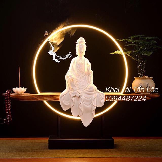 Bộ đế gỗ đèn led thác khói để đặt tượng 6 món
