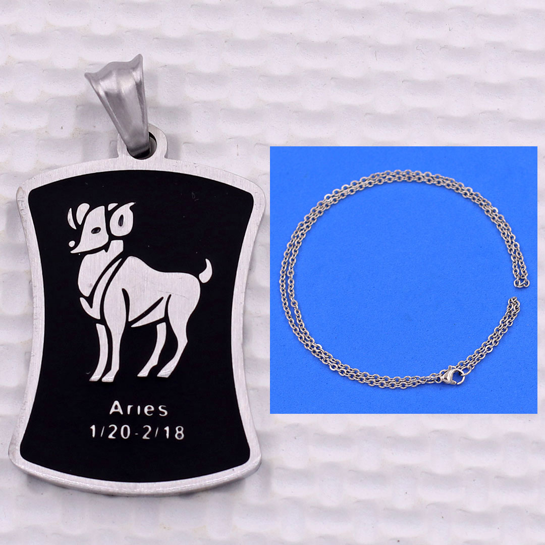 Mặt dây chuyền cung Bảo Bình - Aquarius inox trắng kèm vòng cổ dây chuyền inox trắng + móc inox trắng, Cung hoàng đạo