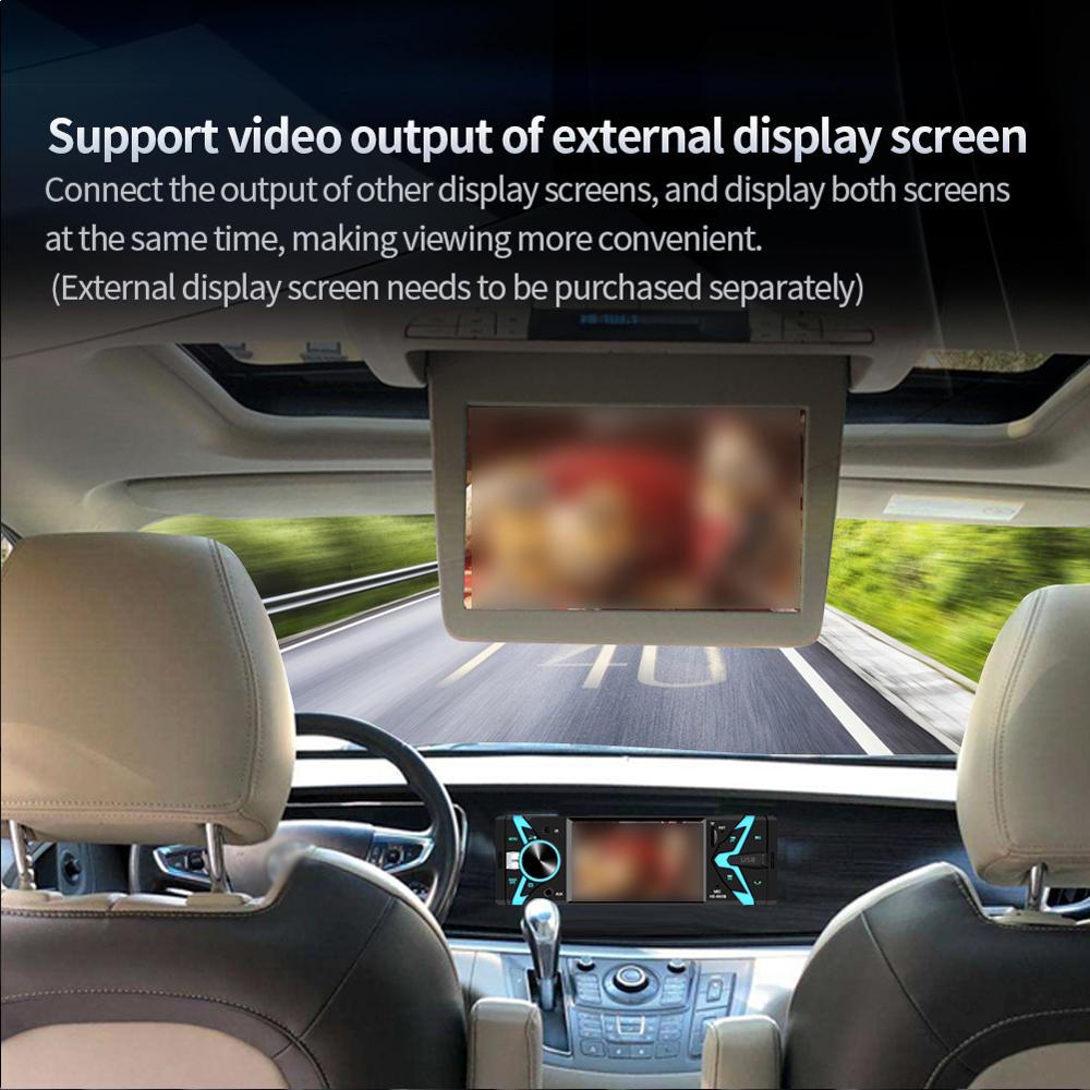 4.1 Inch Single Din Car Stereo BT MP5 Player FM Radio Receiver Support AUX/USB/TF Card Playback Hands-Free Calling Reverse Picture Phone Link Video Output with Multi-language & Colorful Button Light