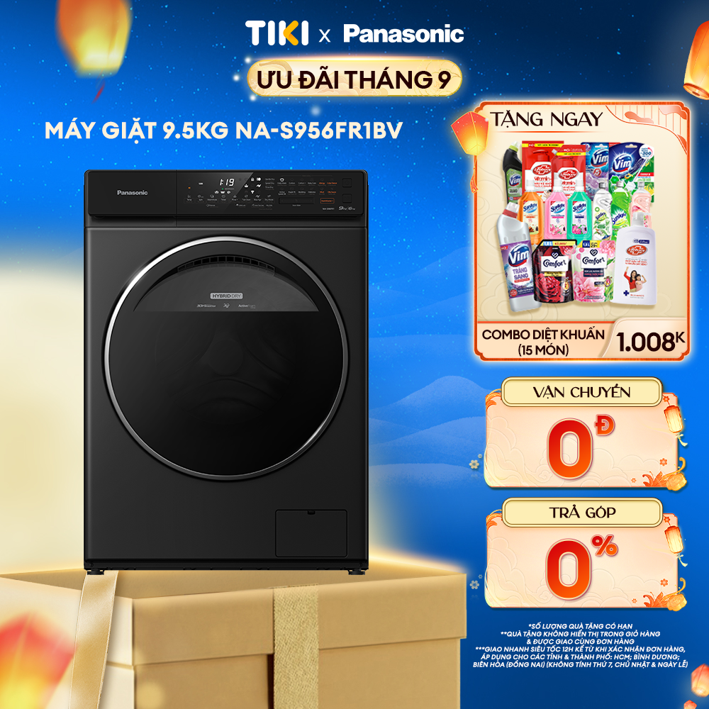Máy Giặt Sấy Cửa Trước Panasonic 9,5 Kg giặt 6kg sấy NA-S956FR1BV - Diệt khuẩn đến 99.99% - Giặt sấy 2 trong 1- Hàng Chính Hãng - Giao Toàn Quốc