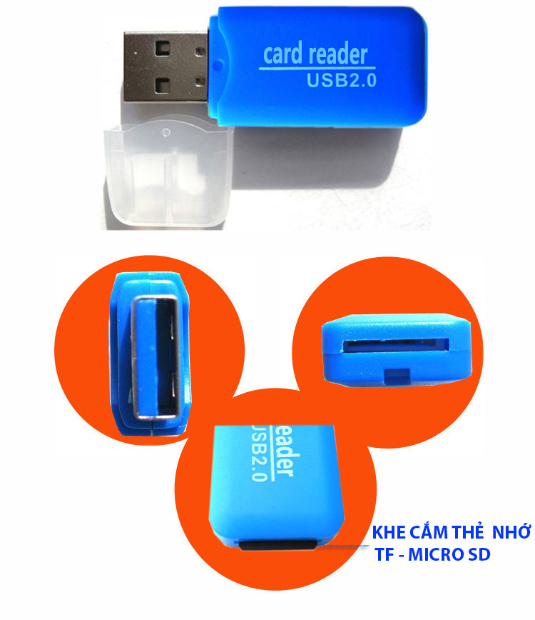 Đầu đọc thẻ nhớ  USB 2.0 tốc độ cao dành cho mọi hệ điều hành 