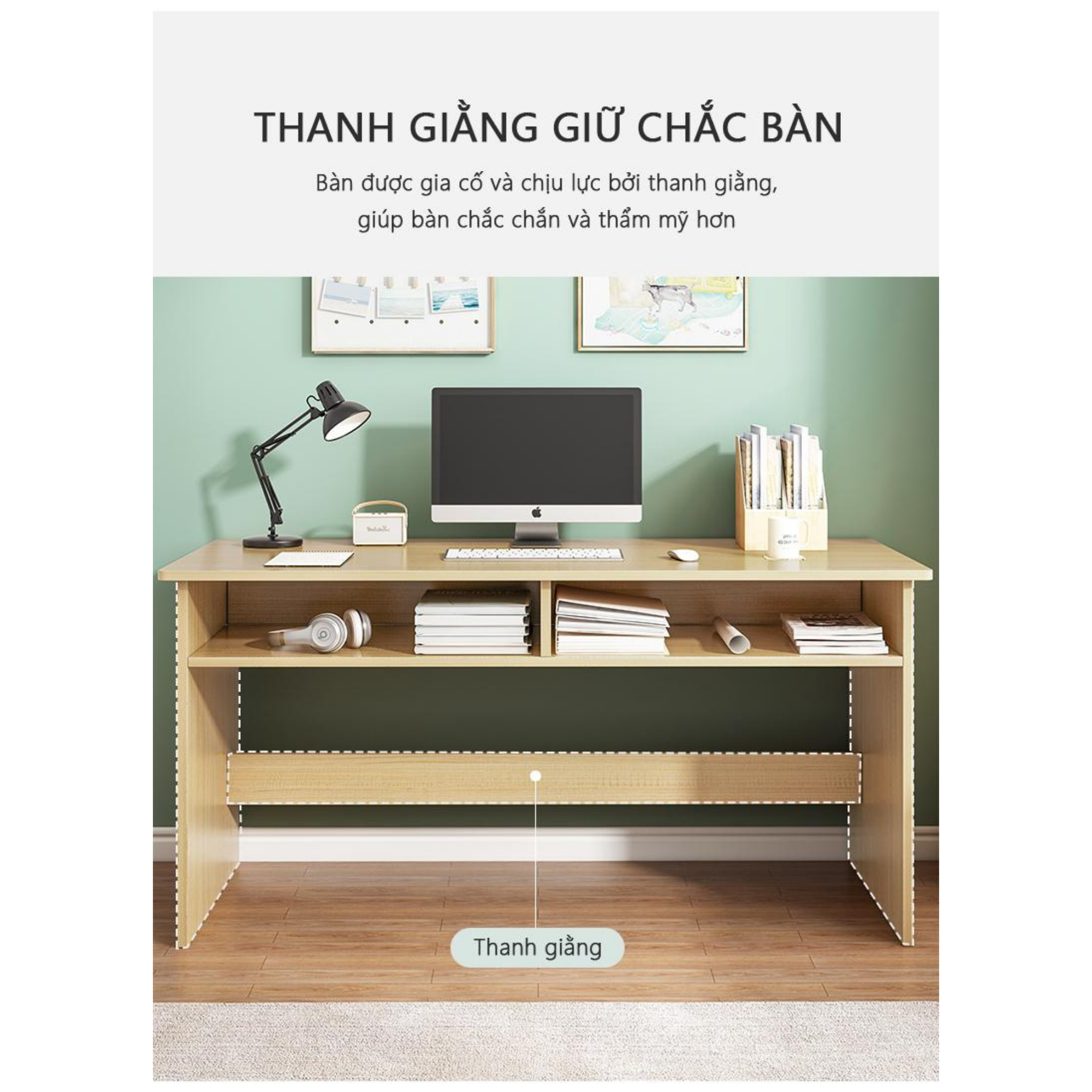 Bàn Học, Bàn Làm Việc GAPI Thiết Kế Thông Minh Kèm Ngăn Để Sách - GP179