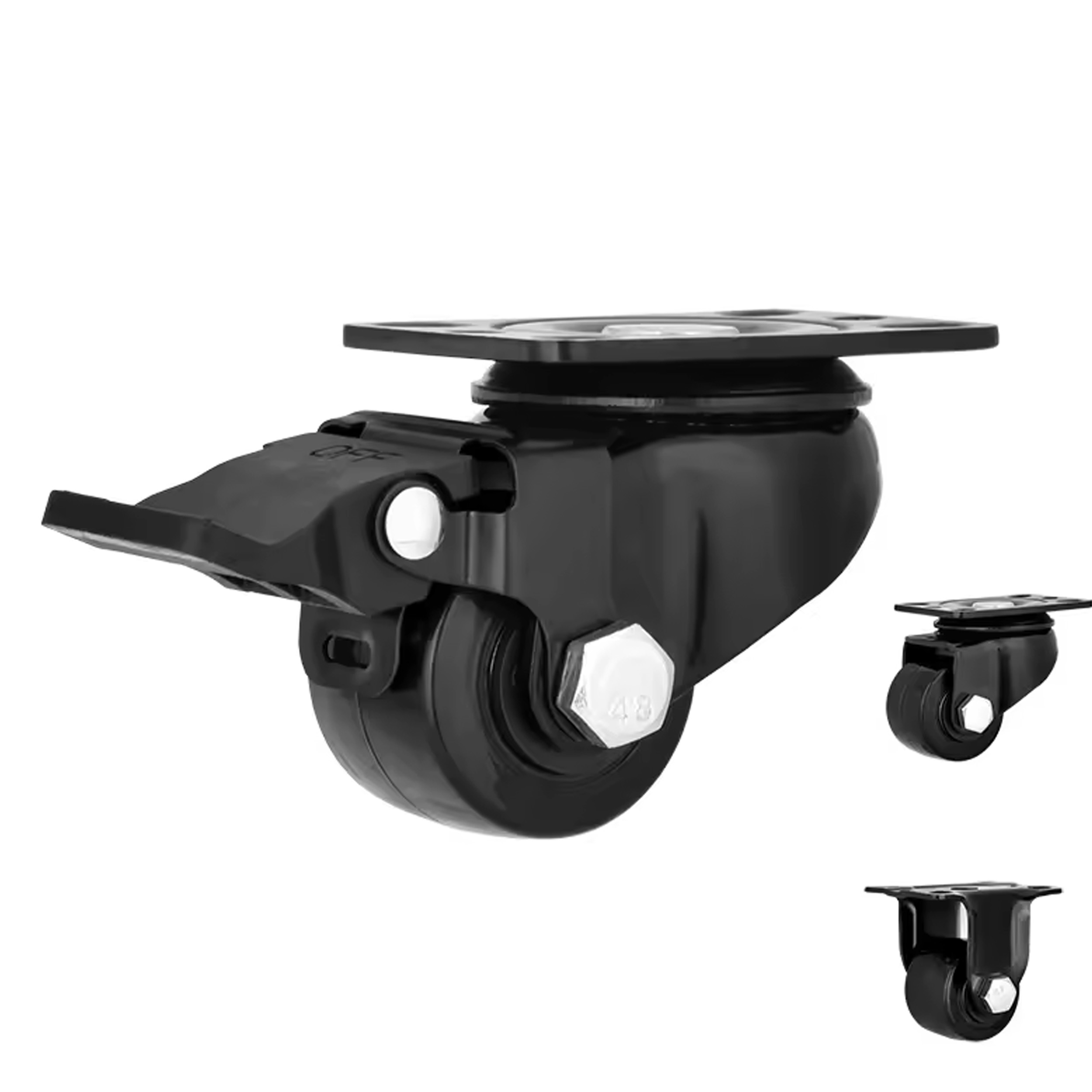 Bánh xe đẩy (caster) chuyên dụng cho bàn công thái học,hàng có bạc đạn và khóa nhựa PVC