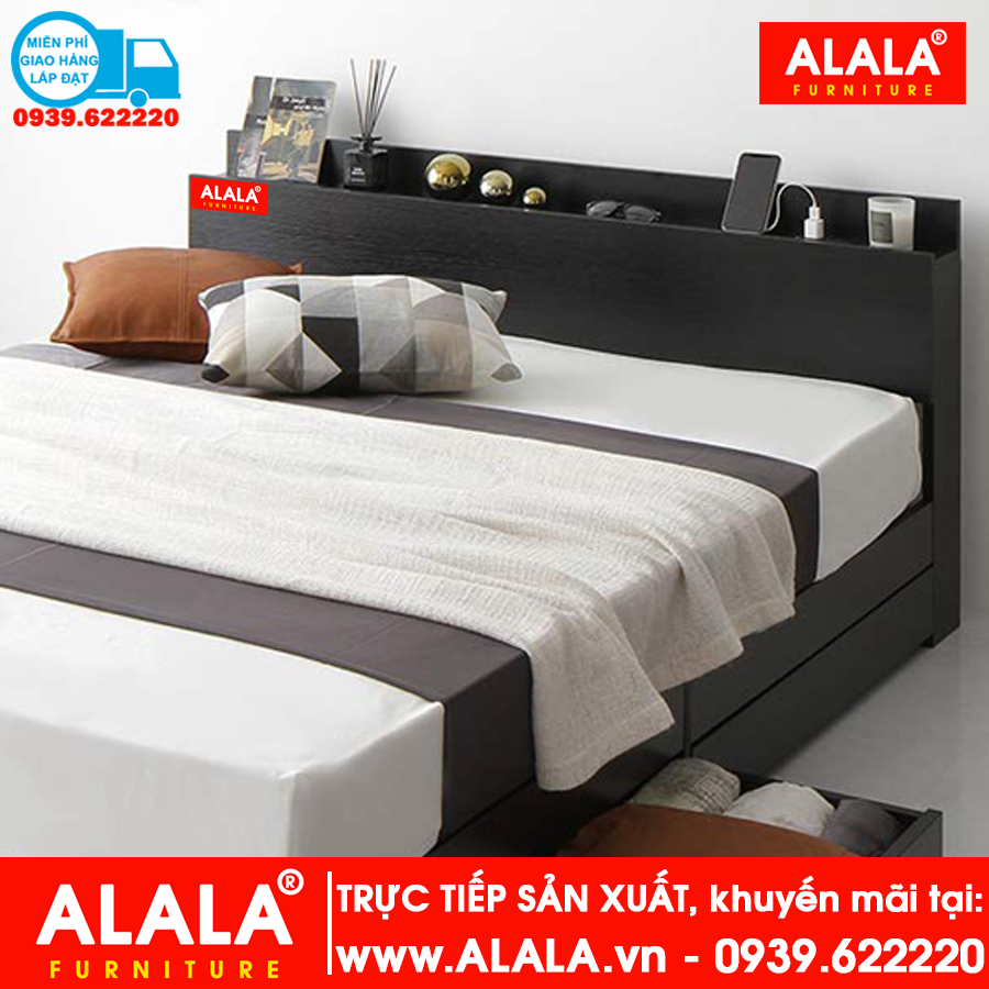 Giường ngủ ALALA43 (1m8x2m) gỗ HMR chống nước - www.ALALA.vn® - Za.lo: 0939.622220