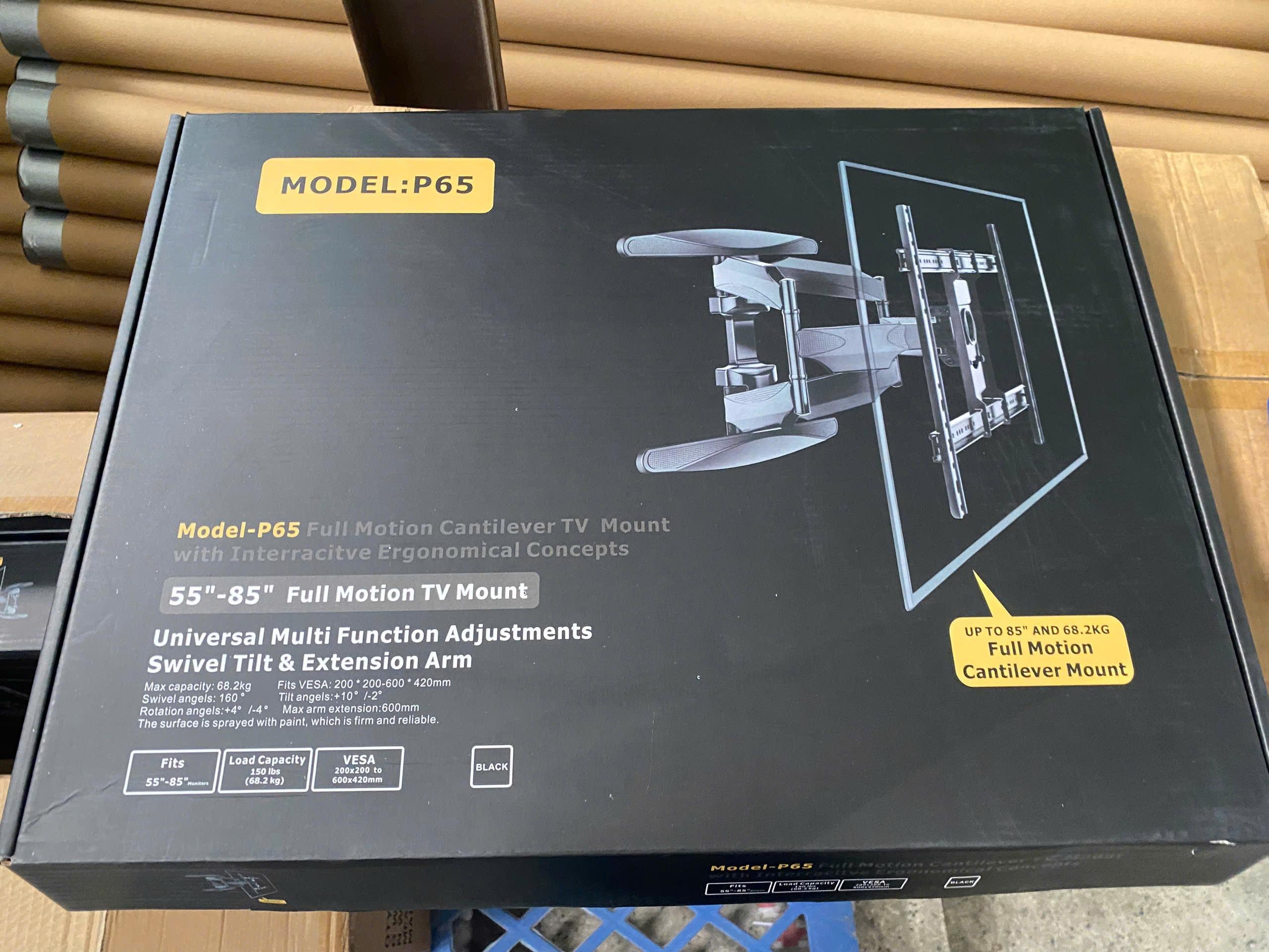 Khung Treo Tivi XOAY P65 Dành Cho Tivi 55 Inch - 85 Inch Tải Trọng 68.2kg - Hàng Nhập Khẩu - Thiết Kế Tay Đòn Kép Tăng Cường Độ Bền - Sơn Tĩnh Điện Bóng Bẩy -Hàng nhập khẩu