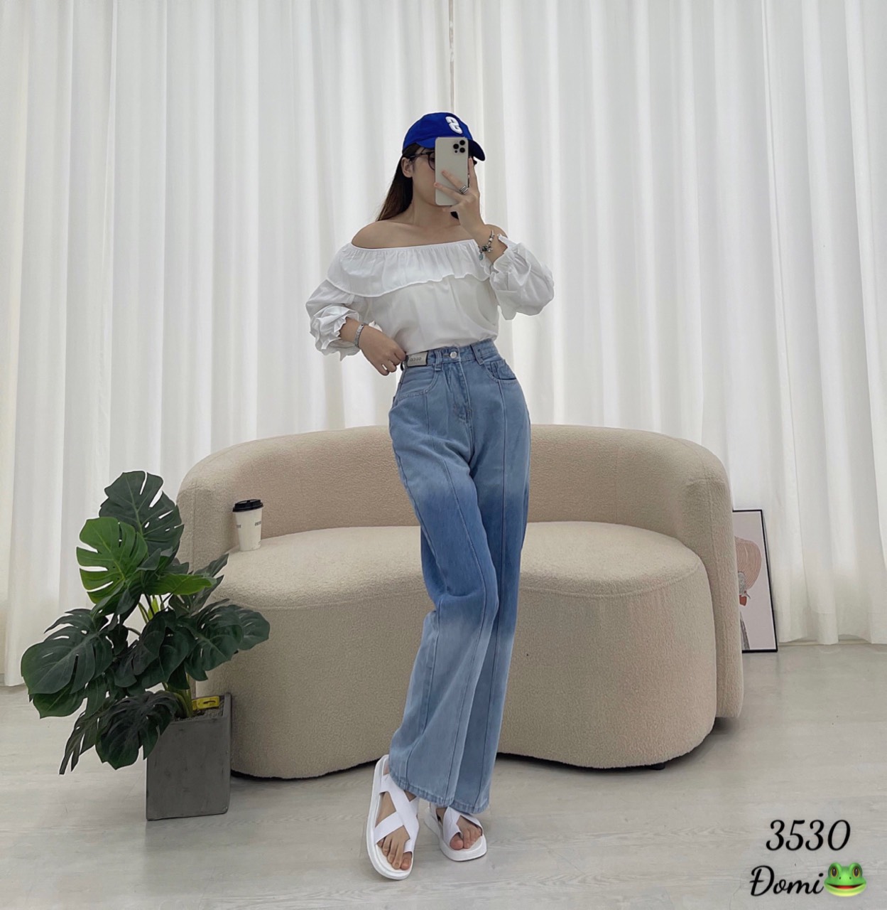 QUẦN BÒ NỮ ,QUẦN BAGGY JEAN NỮ LOANG MÀU LƯNG CAO TÔN DÁNG - ĐM01