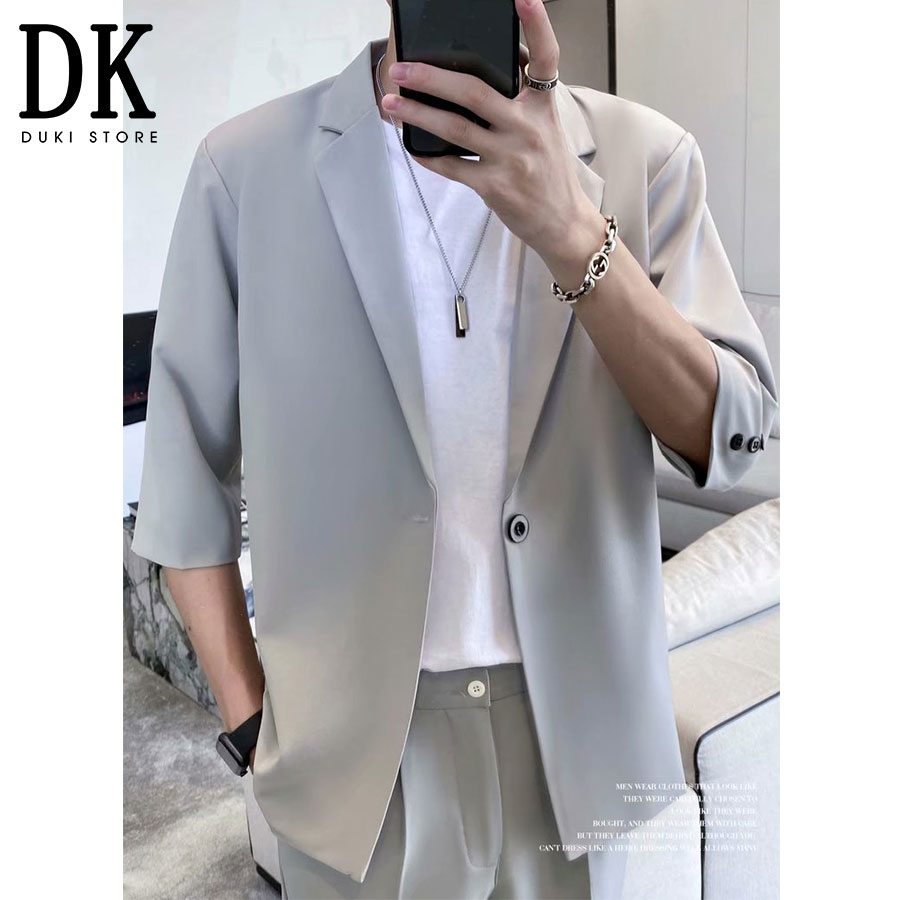 Áo vest nam, áo blazer nam 1 cúc Hàn Quốc màu xám nhạt thanh lịch LZB0054