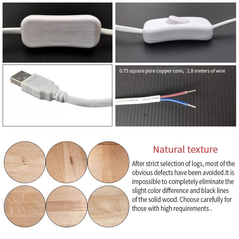 Đèn LED chiếu sáng đầu giường/ để bàn/ trang trí phòng ngủ kiểu Bắc Âu cắm USB phong cách cổ điển