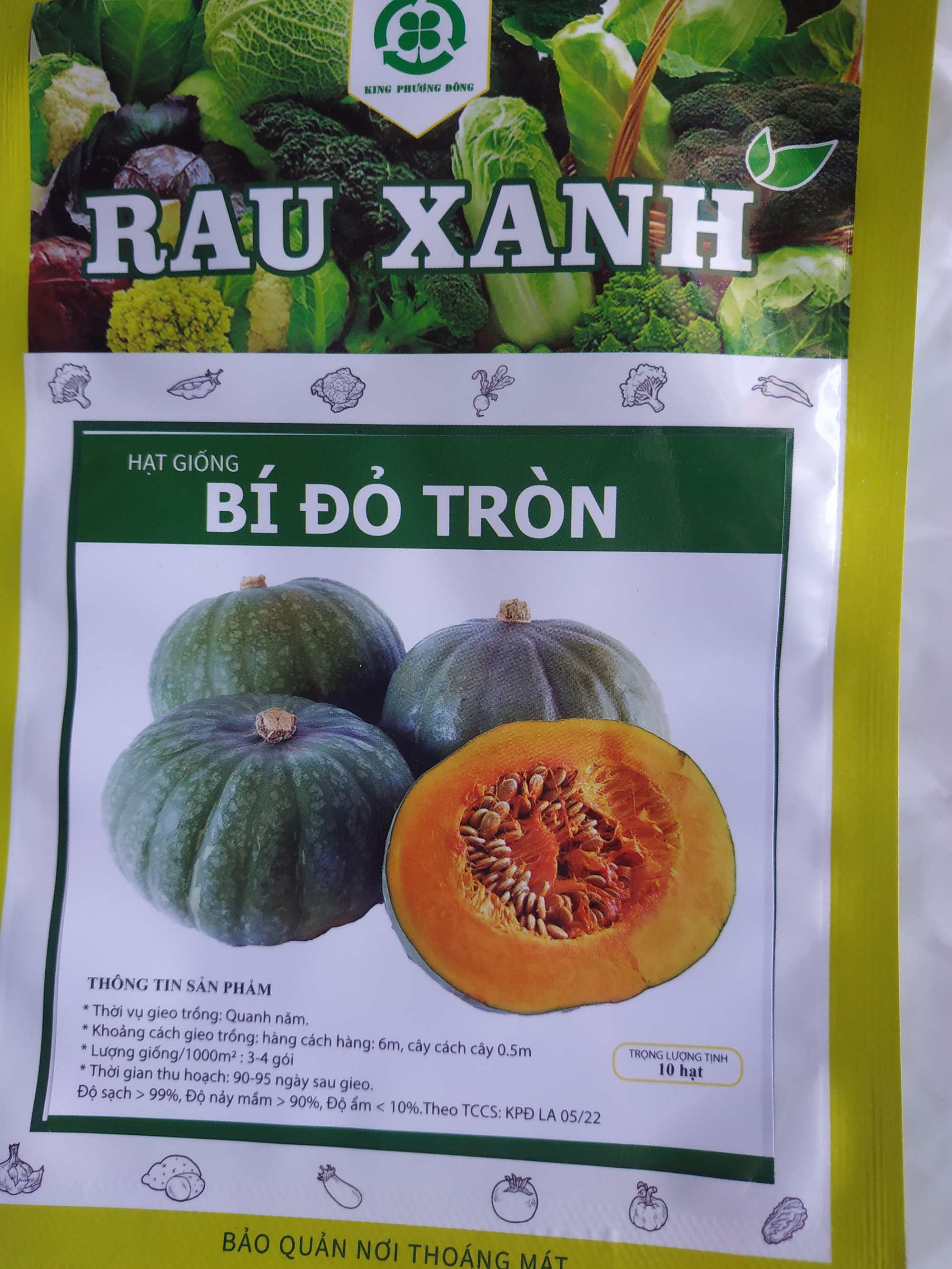 Combo 5 gói Hạt giống BÍ ĐỎ TRÒN - gói 10 hạt