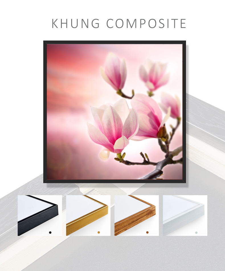 Tranh treo tường Mica Decor Hoa Mộc Lan cao cấp. (Bộ 1 bức), Khung hợp nhôm chống ẩm, bền, đẹp, nhiều kích thước. Phù hợp nhiều không gian sang trọng