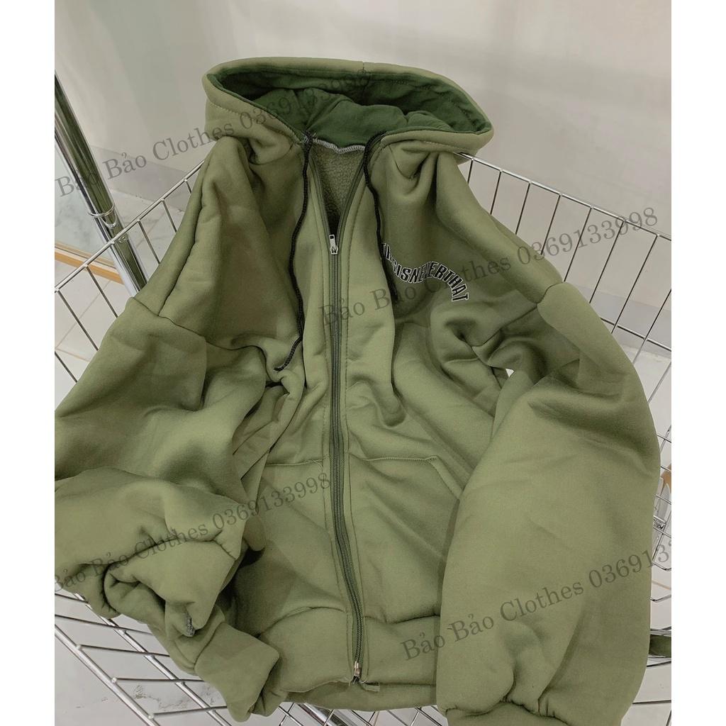 Áo Khoác Hoodie Xanh Form To Nam Nữ Unisex Mũ 2 Lớp This Dáng Rộng Tay Bồng