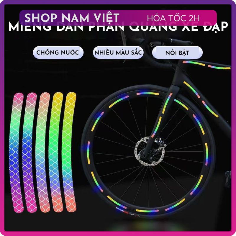 Bộ 20 Decal Phản Quang Dán Vành Xe Đạp Xe Oto