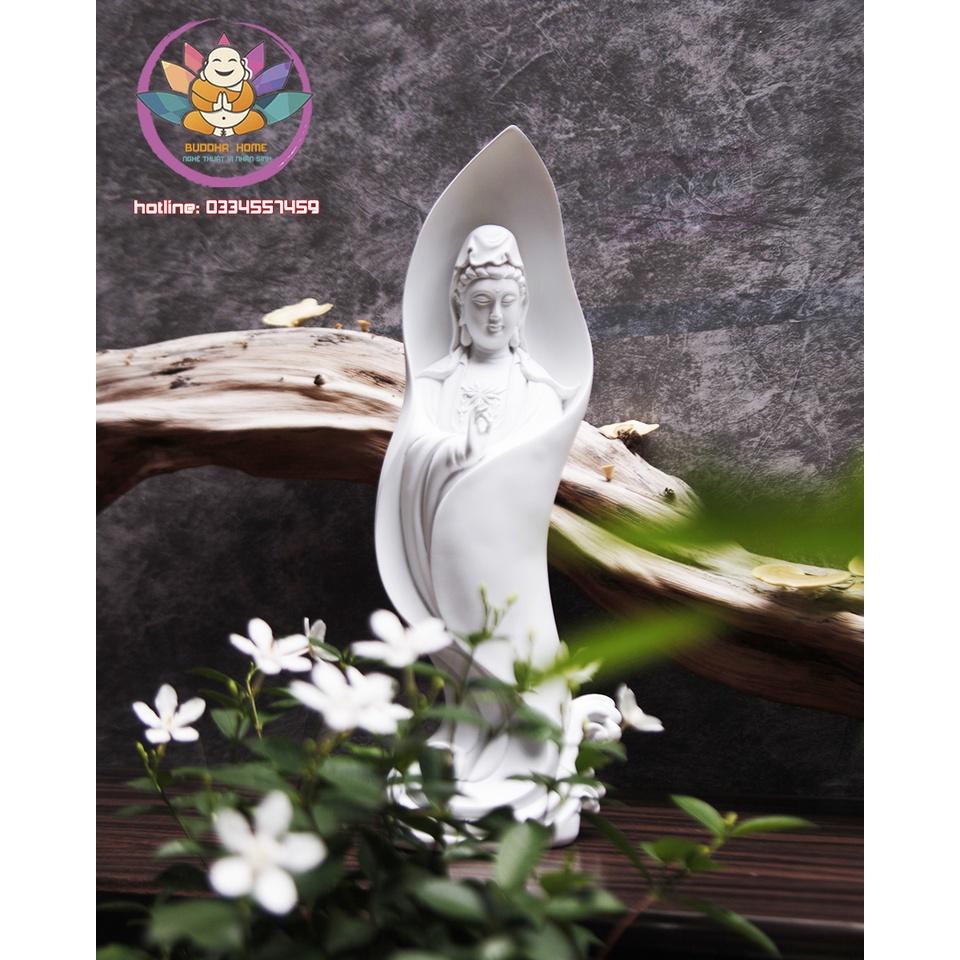 Tượng Mẹ Quan Âm cao 46cm màu trắng sứ ngà trang trí nội thất nhà cửa- phong thủy- thờ cúng
