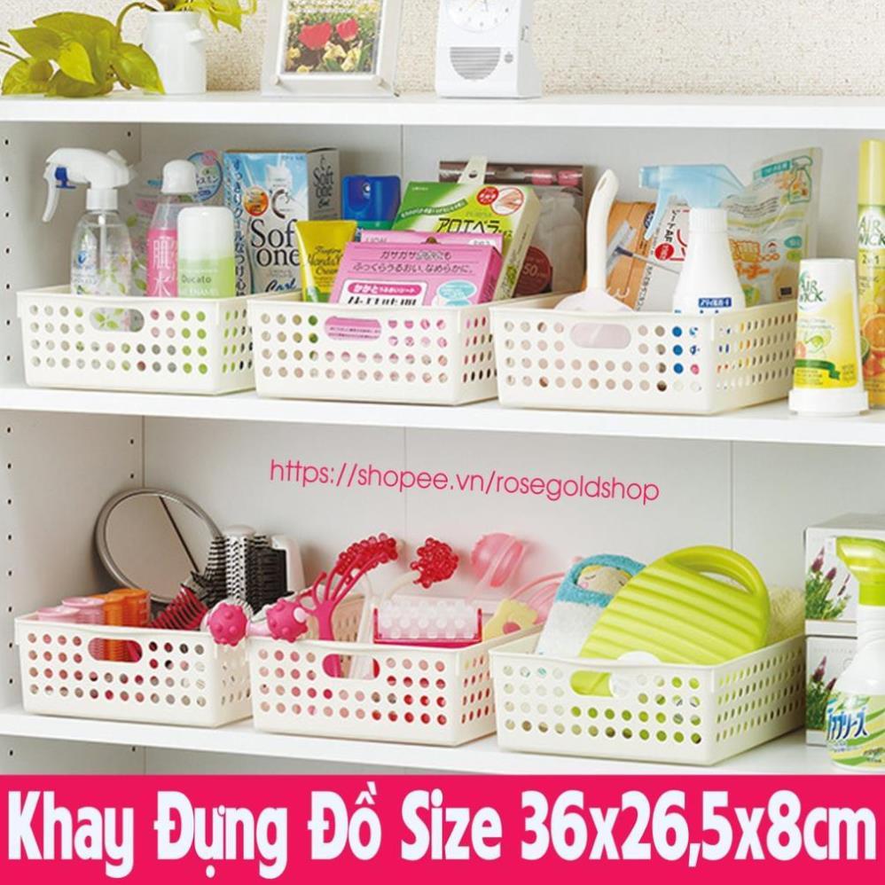 Khay Nhựa Chữ Nhật, Rổ Nhựa Cỡ A4,B5 (36*27*8cm) Nhựa Việt Nhật - Rổ Nhựa Đa Năng Nhiều Màu