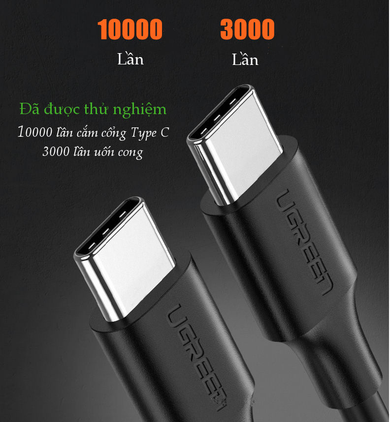 Dây sạc nhanh 2 cổng USB Type C, dài 0.5-2m hãng UGREEN US286- Hàng chính hãng