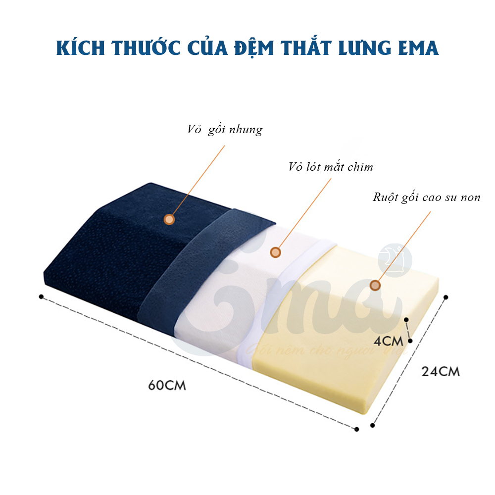 Đệm thắt lưng giảm thoát vị đĩa đệm Ema thế hệ 2 - Rộng hơn - Thoải mái xoay trở - Dành cho người thoát vị, thoái hóa cột sống, bà bầu, người cao tuổi