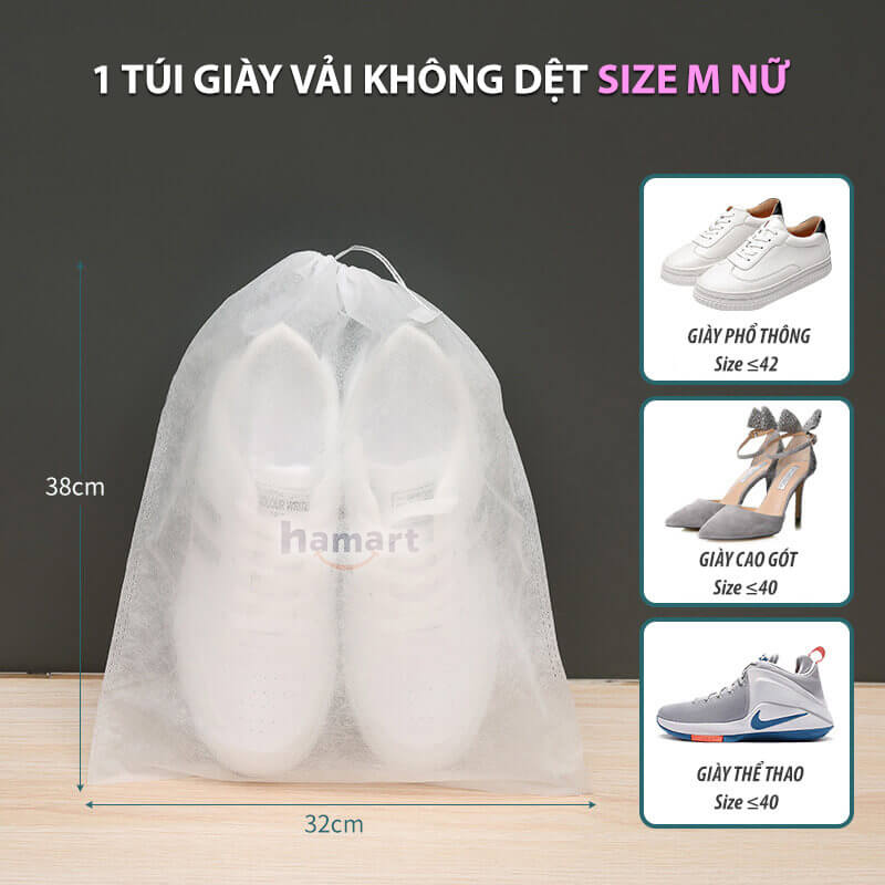 Túi Đựng Giày Đa Năng Vải Không Dệt Có Dây Rút Du Lịch Bảo Quản Giày Dép Chống Bụi Bẩn Ố Vàng