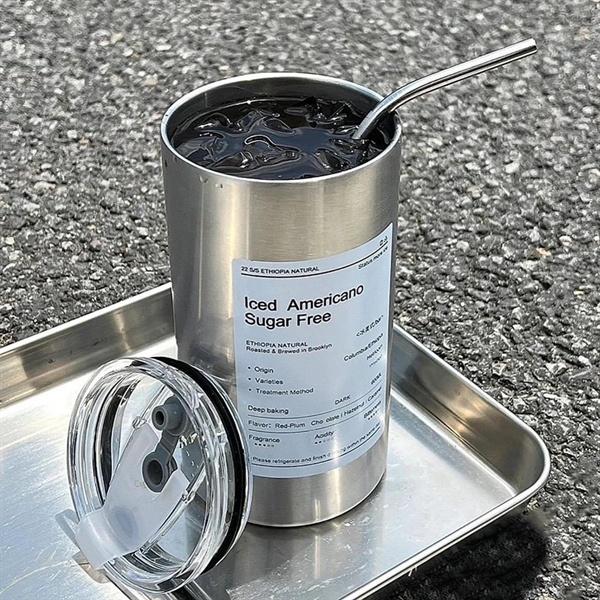 Ly Giữ Nhiệt 600ml Hàng IN Có Kèm Ống Hút iNox