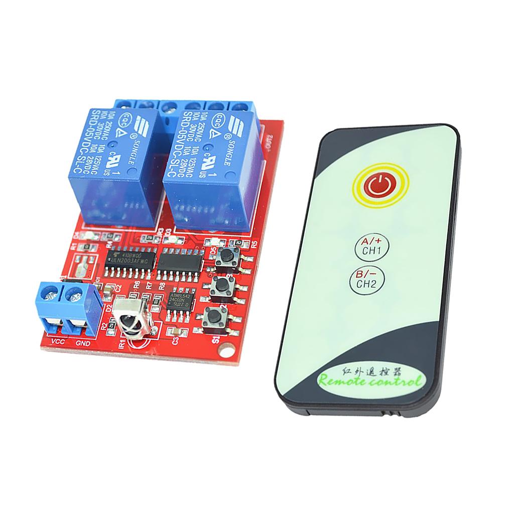 IR Relay Module Board with 3 Key Switch Self-Lock Interlocked 5V 2 Channel