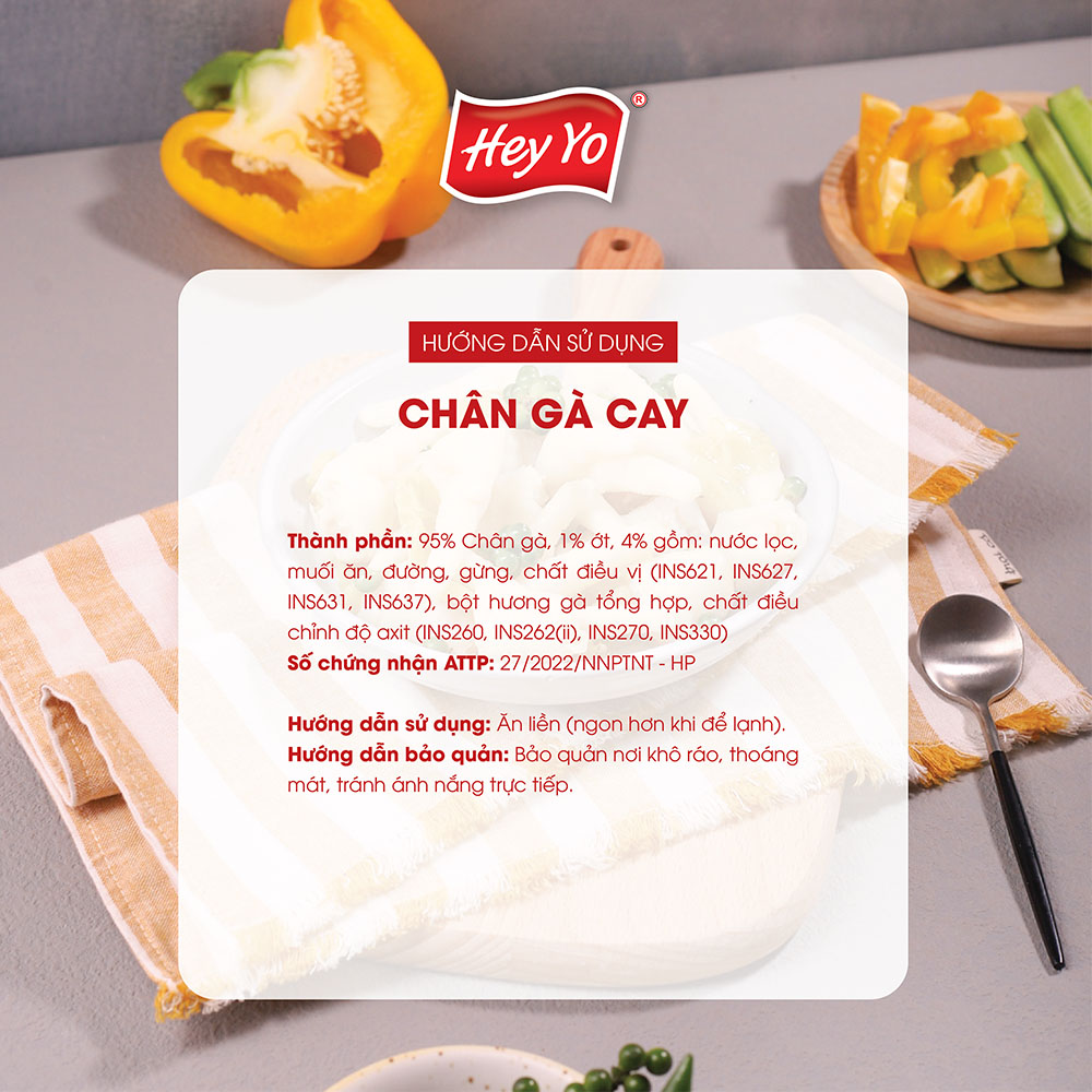 Combo 5 Chân Gà cay 80g Hey Yo, chân gà ngâm ớt xanh hàng Việt Nam thơm ngon chất lượng