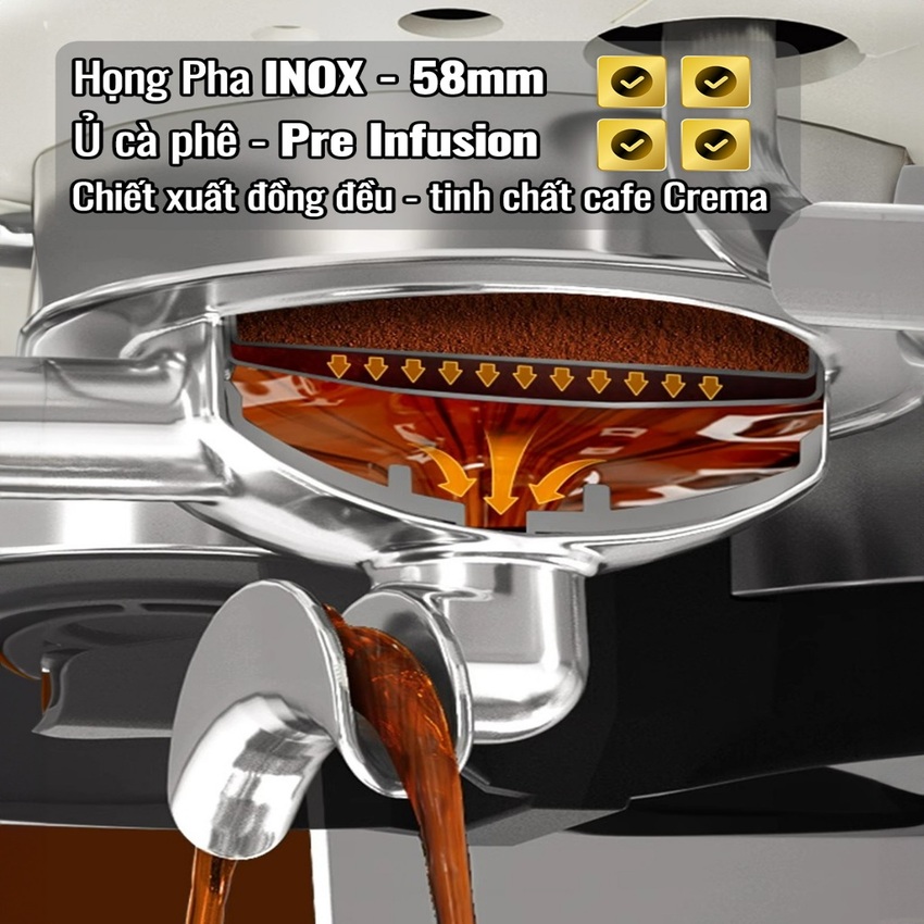 Máy pha cà phê bán tự động KA3107  4 trong 1 chuyên nghiệp Cappuccino, Espresso, Latte, Thương hiệu Nga cao cấp DSP, 40 - 50 tách/ngày - Hàng Nhập Khẩu, Bảo Hành 12 Tháng