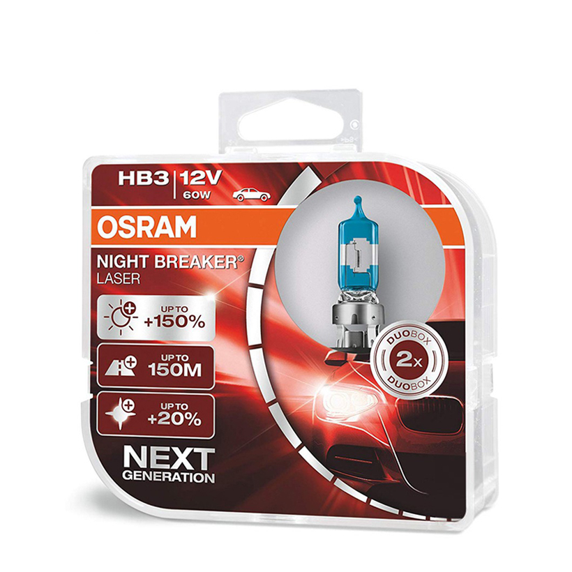 Combo 2 Bóng Đèn Halogen Tăng Sáng 150% OSRAM Night Breaker Laser HB3 12V 60W