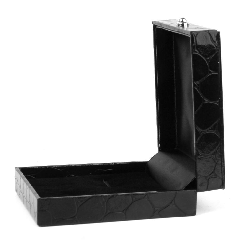 Black Leather Cufflinks Display Case Gift Box Jewelry Organizer Holder