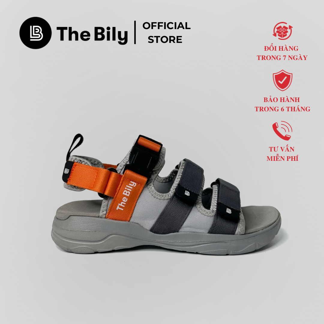 Giày Sandal Nam Nữ Unisex The BiLy Quai Ngang Dây Dù Đế IP Siêu Êm Nhẹ Đế Xám Màu Xám Cam-BLDX08