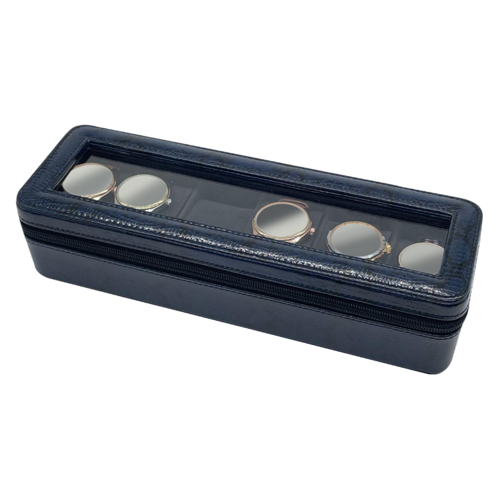 Watch Box Fits All Wristwatches 6 Slot Jewelry Storage for Men and Women