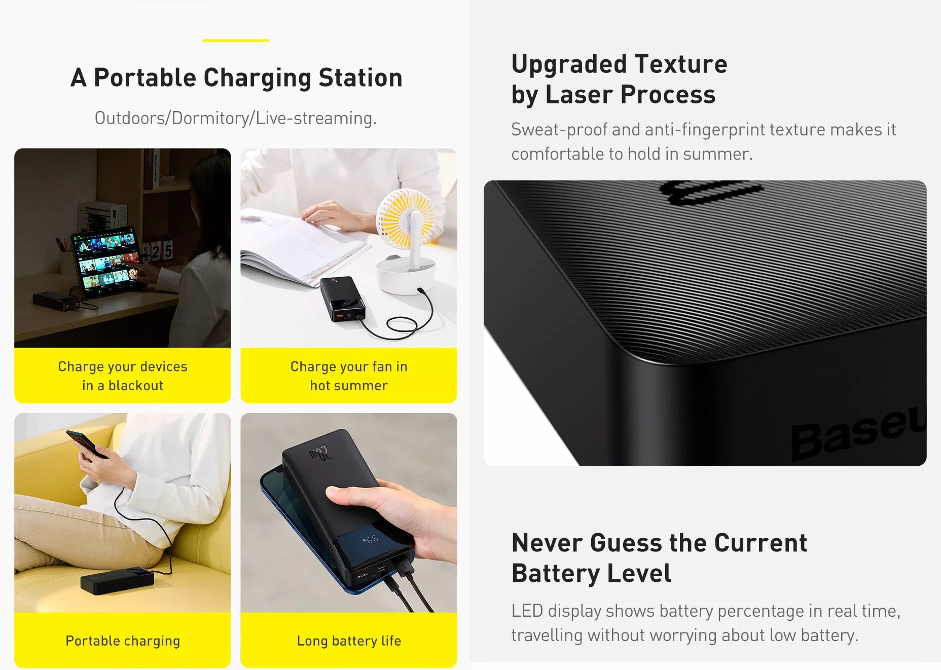 Pin dự phòng 20W dung lượng 10000 / 20000 mAh Baseus Bipow PPBD10K / PPBD20K _Hàng chính hãng