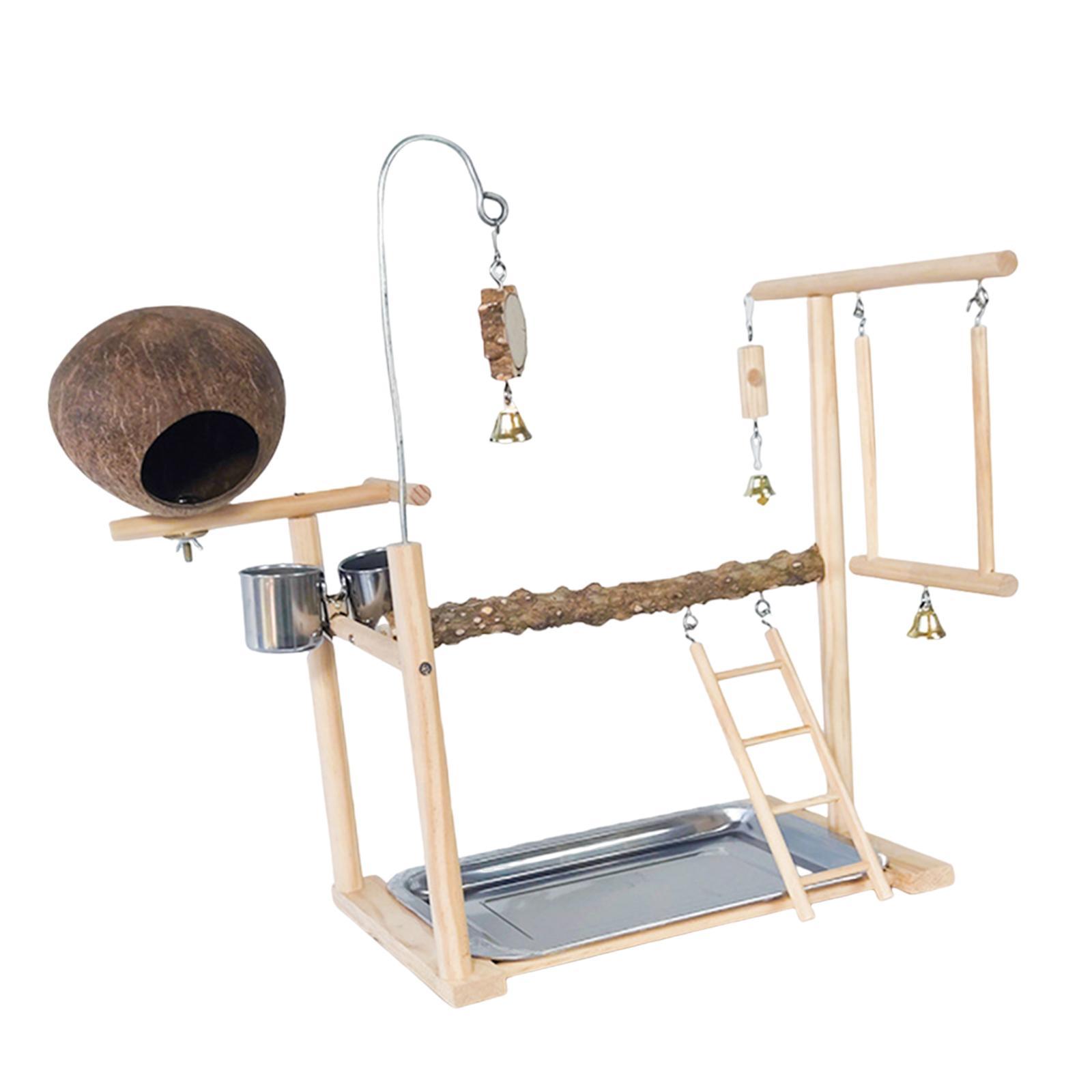 Wooden Bird Playground Ladder Perch Play for Parakeets Budgie Cage Accessories